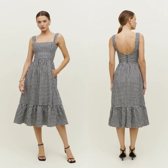 Reformation Dresses & Skirts - Reformation Bucatini Dress in April Check Linen Gingham 4
